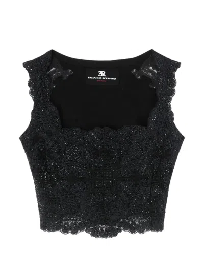 Ermanno Scervino Sequin-embellished Lace Top In Black