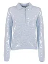 Ermanno Scervino Refined Long-sleeved Polo Shirt With Classic Collar In Blue