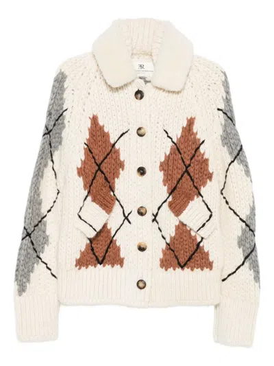 ERMANNO SCERVINO SHEARLING-COLLAR CARDIGAN