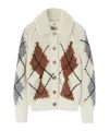 Ermanno Scervino Shearling-collar Cardigan In White