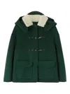 Ermanno Scervino Shearling-collar Hooded Coat In Green