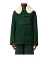 Ermanno Scervino Shearling-collar Hooded Coat In Green
