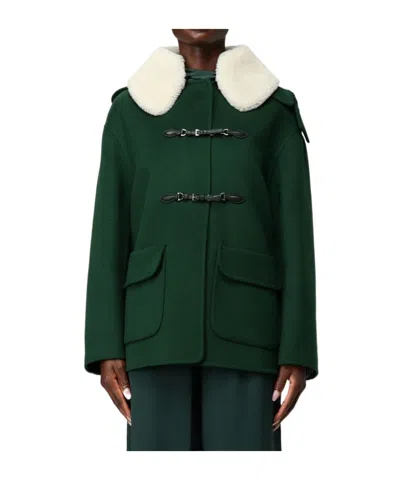 ERMANNO SCERVINO SHEARLING-COLLAR HOODED COAT