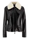 Ermanno Scervino Shearling-collar Leather Jacket In Black