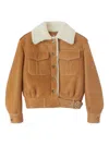 Ermanno Scervino Shearling-collared Belted Jacket In Brown