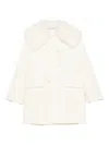 Ermanno Scervino Shearling-trim Double-breasted Coat In White