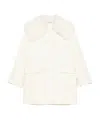 Ermanno Scervino Shearling-trim Double-breasted Coat In White