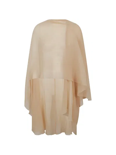 Ermanno Scervino Sheer Draped Cape In Brown