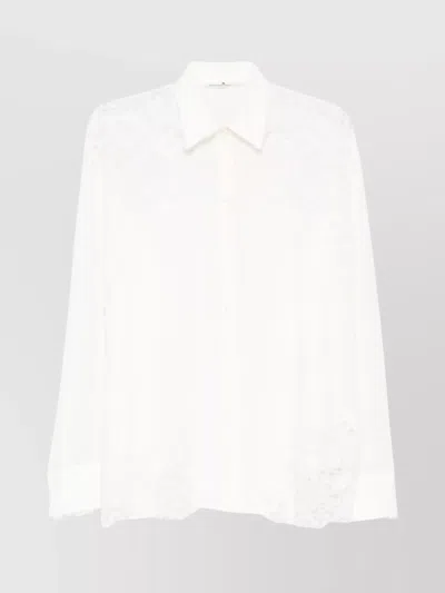ERMANNO SCERVINO SHEER PANEL SILK SHIRT WITH LACE TRIM