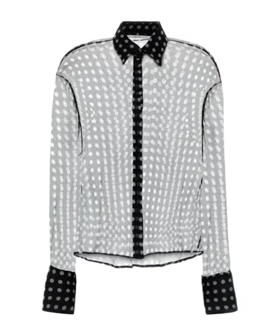 Ermanno Scervino Polka-dot Silk Shirt In Gray