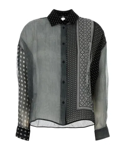 Ermanno Scervino Patchwork-print Silk Shirt In Gray