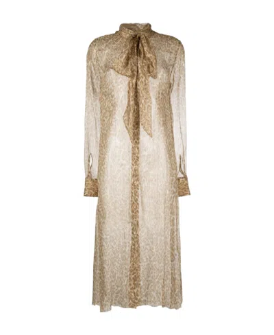 ERMANNO SCERVINO SHEER SILK MIDI DRESS