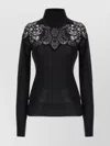 Ermanno Scervino Sheer Turtleneck Lace Sweater With Long Sleeves In Black