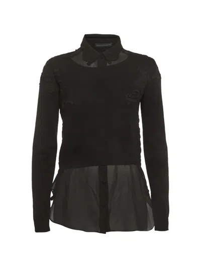 Pre-owned Ermanno Scervino Sheer-panel Top In Black