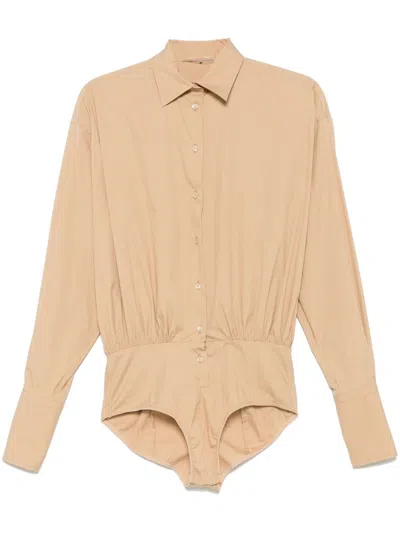 Ermanno Scervino Shirt Bodysuit In Neutrals