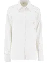 Ermanno Scervino Floral-lace Silk Shirt In Bright White/ottico