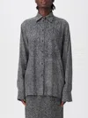 Ermanno Scervino Rhinestone Plastron Shirt Shirt And Blouse White/black In Gray