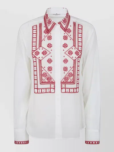Ermanno Scervino Shirt Featuring Embroidery And Long Sleeves In White