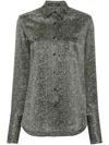 Ermanno Scervino Herringbone Pattern Silk Shirt In Gray