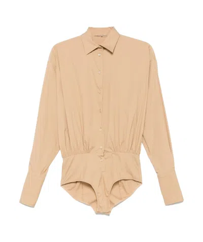 Ermanno Scervino Shirt Style Jumpsuit In Nude