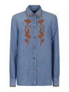 Ermanno Scervino Shirt With Embroidery In Blue