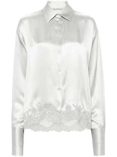 Ermanno Scervino Shirt With Embroidery In Grey
