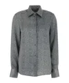 Ermanno Scervino Herringbone Shirt Adorned With Rhinestone Details In Gray