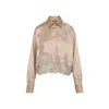 Ermanno Scervino Silk Shirt Embroidered Scalloped Hem In Neutral