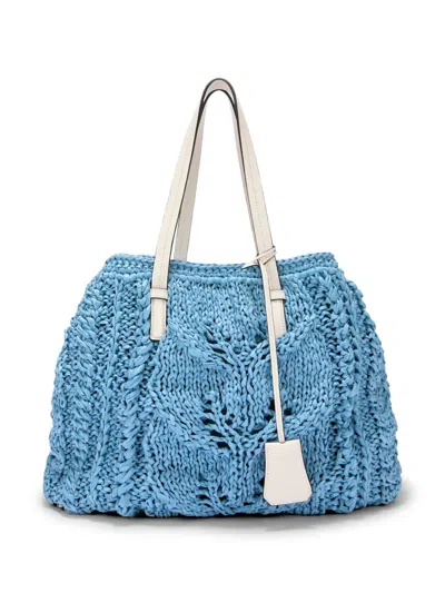 Ermanno Scervino Shopper Raffia Tote Bag In Blue