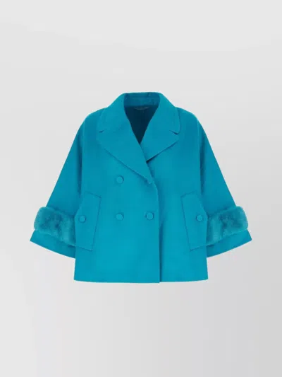 ERMANNO SCERVINO SHORT-CUT COAT WITH MINK FUR SLEEVES