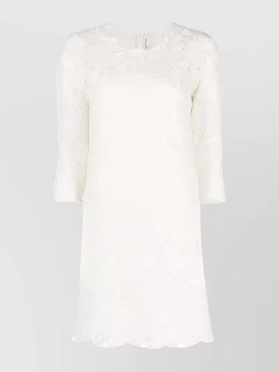Ermanno Scervino Guipure Lace Shift Minidress In White