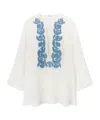 Ermanno Scervino Ivory Silk Blouse With Floral Embroidery And Lace-up Detail In White