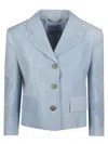 Ermanno Scervino Tailored Blue Jacket With Embroidered Sleeves In Blue