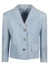 Ermanno Scervino Tailored Blue Jacket With Embroidered Sleeves