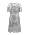 Ermanno Scervino Floral Lace Short Sleeve Mini Dress In Gray