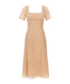 Ermanno Scervino Floral Lace Midi Dress With Square Neckline In Nude