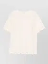 Ermanno Scervino Short Sleeve Lace Top Round Neck Sheer In White