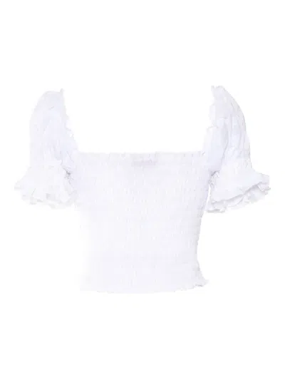 Ermanno Scervino Short-sleeve Smocked Top In White