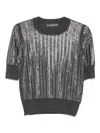 Ermanno Scervino Sequin-embellished Short-sleeved Sweater In Black