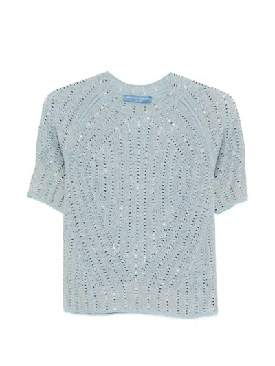 Ermanno Scervino Short Sleeve Sweater In Blue