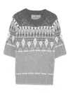 Ermanno Scervino Fair Isle-knit Short-sleeved Top In Gray
