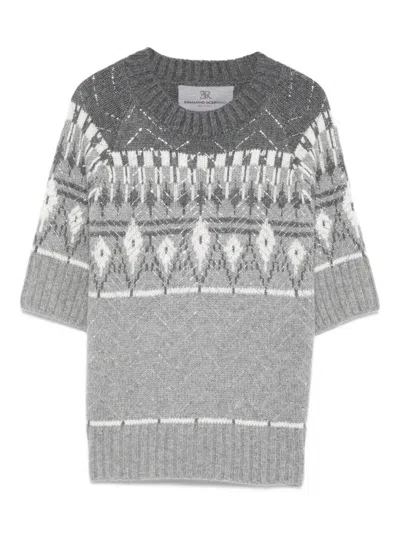 Ermanno Scervino Short Sleeve Sweater In Gray
