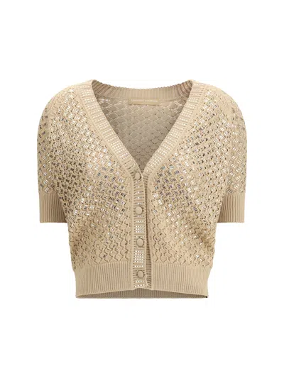 Ermanno Scervino Short-sleeved Cardigan In Neutral
