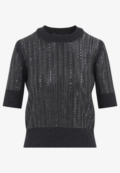 Ermanno Scervino Short-sleeved Knitted Virgin Wool Top