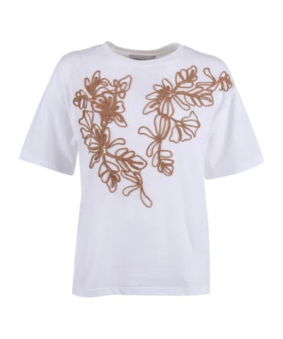 Ermanno Scervino Floral-embroidery Cotton T-shirt In White