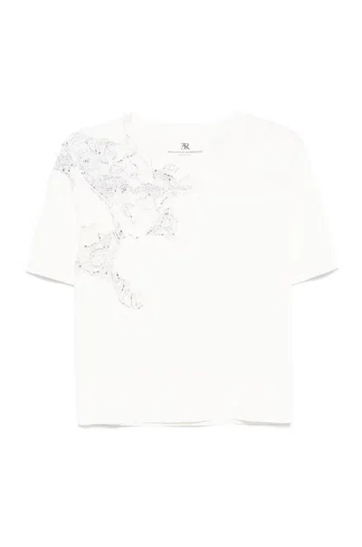 Ermanno Scervino Short-sleeved Top With Delicate Lace Detail In White