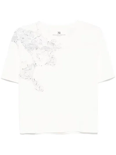 Ermanno Scervino Short-sleeved Top With Lace Detail In White