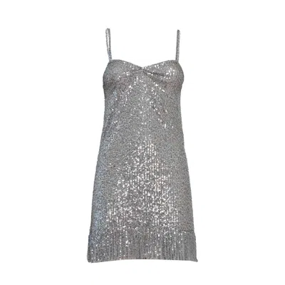 ERMANNO SCERVINO SHORT SLIP DRESS WITH SEQUINED MESH