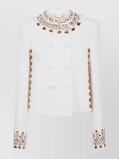 Ermanno Scervino Shortened Silhouette With Decorated Collar And Cuffs In White