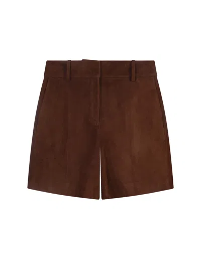 Ermanno Scervino Shorts In Brown Suede In Browns